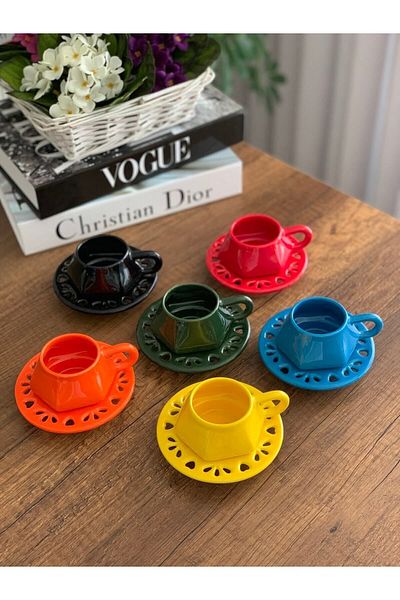 TAMER YİĞİT Special Design 6 Person Coffee Cup Set (12 PIECES)