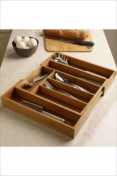 Pinkev Adjustable Drawer with Spoon Holder - Bamboo