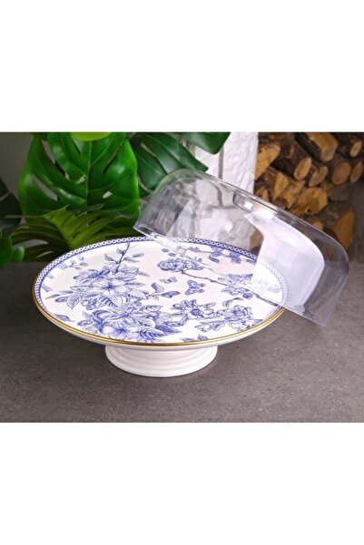 Pinkev Butterfly 11 Piece Ceramic Cake Presentation Plate Set with Dome - Kup117S