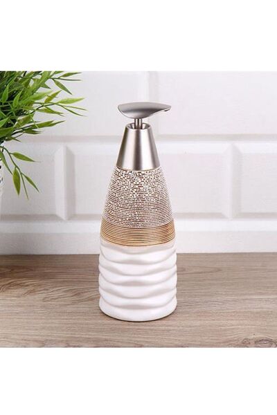 Pinkev موزع الصابون السائل من السيراميك - بني وأبيض