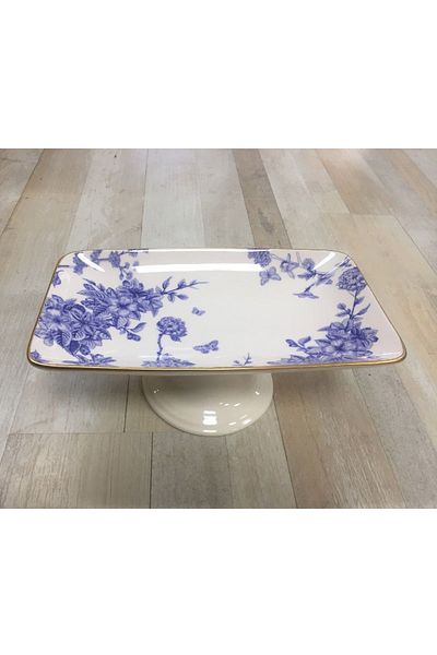 Pinkev Butterfly Ceramic Footed Cake Cake Chocolate Serving Presentation Plate 16x28cm