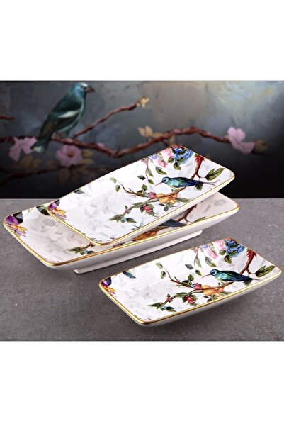 Pinkev Flora 6 Piece Ceramic Cake Presentation Plate Set - Kup122F