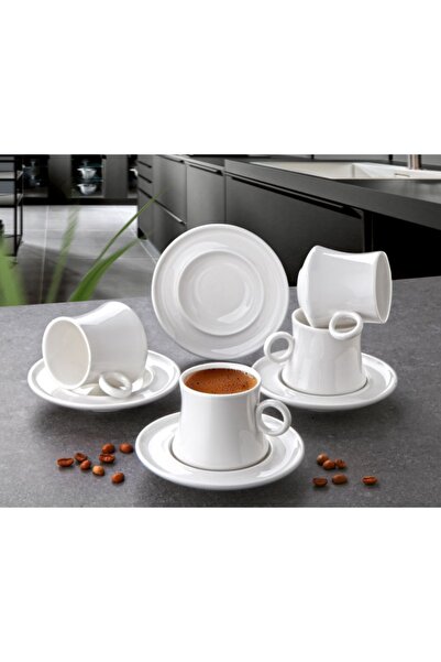 Pinkev Plain Porcelain Coffee Cup Set for 6 People