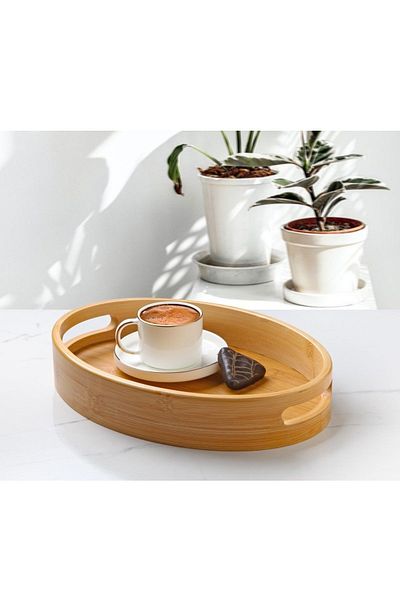 Pinkev Bamboo Small Size Decorative Serving Presentation Tray Tray 20x29cm