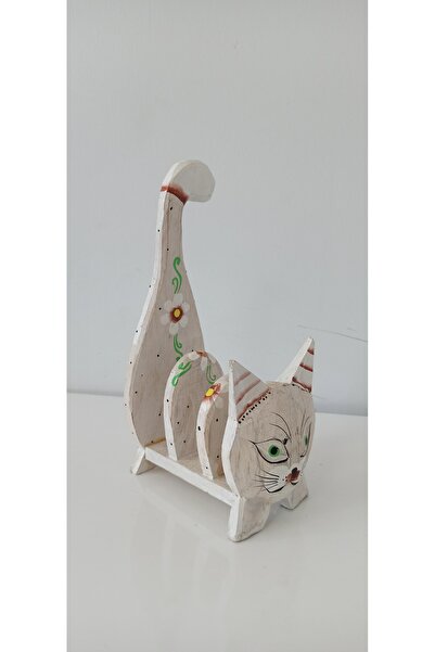 MATRUŞKA DERİ SANAT TASARIM Ahşap Kedi Şekilli Peçetelik