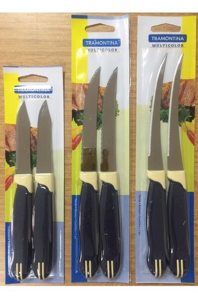 Pinkev Tramontina 6 Adet 3 Boy Tırtıklı Çok Amaçlı Mutfak Bıçak Seti - Klasik...