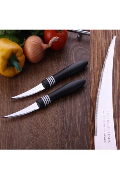 Pinkev Tramontina 2 Adet Lazer Tırtıklı Kısa Kıvrık Bıçak Seti