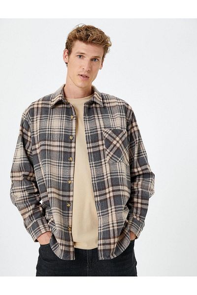Koton K24 4wam60054hw 5c1 Brown Men's Acrylic Shirt
