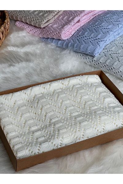 LİTTLELAND (with Booties Gift) Newborn Perforated Knitwear Baby Blanket