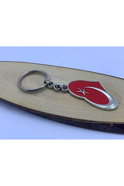 GultekinShop Türk Bayrağı Kalp Metal Anahtarlık