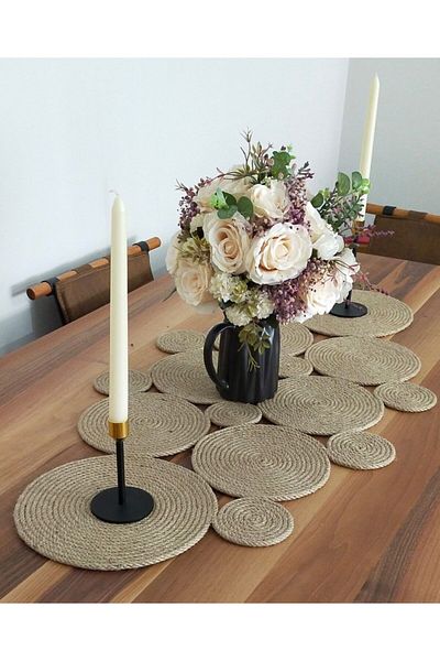 HandmadeSNM مفرش خوص، مفرش ديكور، مفرش طاولة