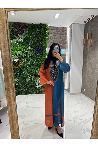 fiore fashion Linen Colored Kaftan - Abaya Ferace Bisht Suitable for Size 38-42