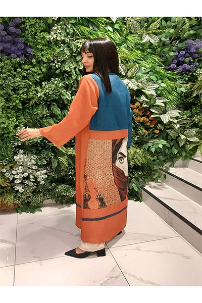 fiore fashion Linen Colored Kaftan - Abaya Ferace Bisht Suitable for Size 38-42