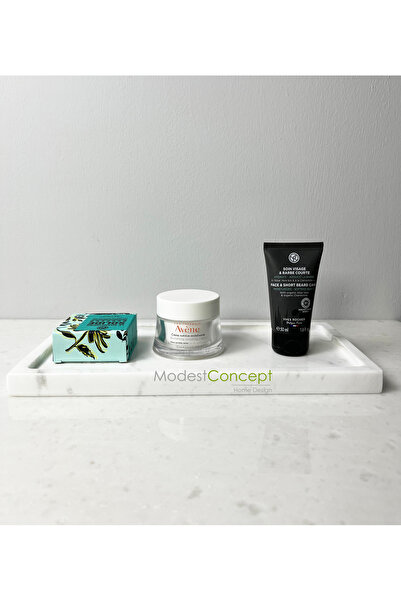 Modestmar Doğal Beyaz Mermer Dikdörtgen Tepsi , Sunum Tabağı, Düzenleyici Vol...