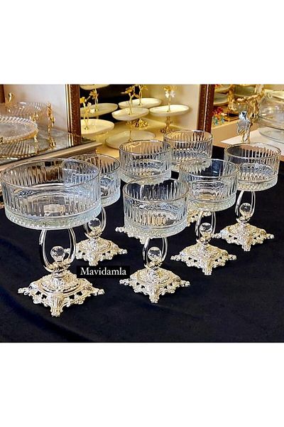 MaviDamla 7 Pieces Silver - With Cast Legs, Cerezluk Or Ice Cream Dispenser