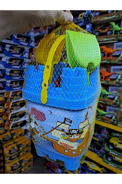 Ailenizin Oyuncakçısı Sand Bucket - Sand Figure Toy with Rake Bucket, Shovel and Handle, Water Bottle Gift