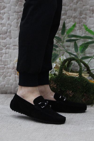 Mehmet Mete 31118 Black Genuine Suede Leather Loafer - Men's Ballet Shoes