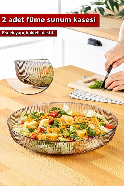 ARVALE 2 Adet Plastik First Class 28 Cm Sunum Kasesi Meyvelik Salata Kasesi Masa Üstü Sunumluk Meyve Kasesi