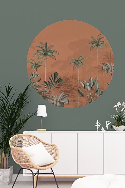 Kt Grup Palmiye Ağaçları Boho Yuvarlak-Daire Modern Duvar Sticker