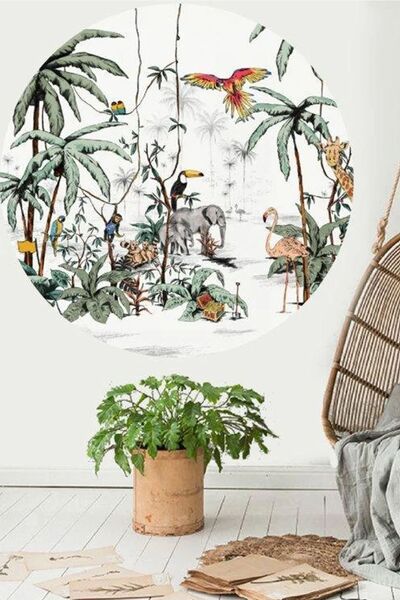 Kt Grup Safari Dünyası Boho Yuvarlak-Daire Modern Duvar Sticker