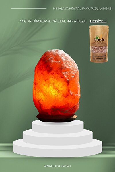Genel Markalar 3-4kg Himalaya Kaya Tuzu Lambası (KABLO AMPUL) 500gr Himalaya Tuz Hediye