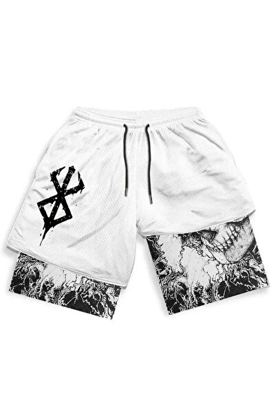 Karakedi Λευκό σορτς Berserk Anime με στάμπα - KK Streetwear