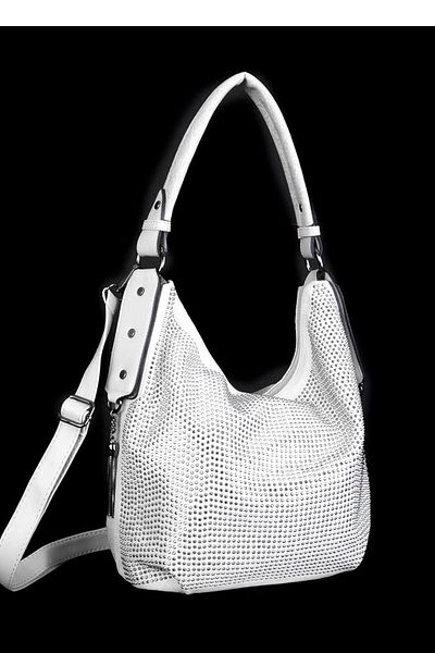 Nas Bag NAS 1071 - White Multi-Stone Hand and Shoulder Strap Bag