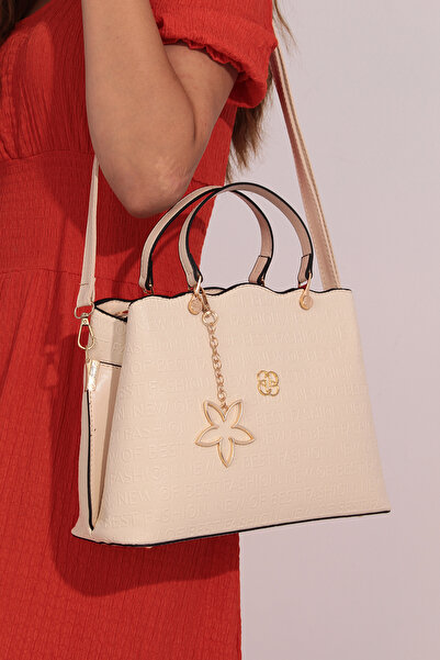 By Hakan Dm-1262 Women's Hand Bag Women's Shoulder Bag Cream
