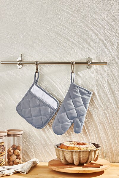 Emsan Natural Oven Glove Set Blue