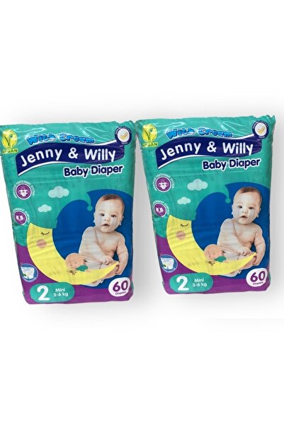 Jenny & Willy Bebek Bezi Vegan 2 Beden 3-6 Kg Ekonomik Paket 120 Adet
