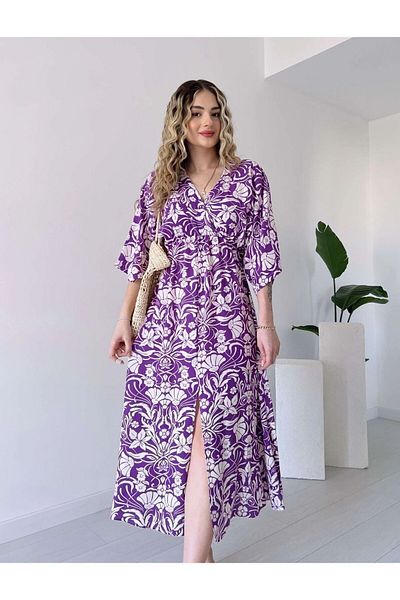 GDS BUTİK Rochie midi cu guler dublu - cu fanta in fata
