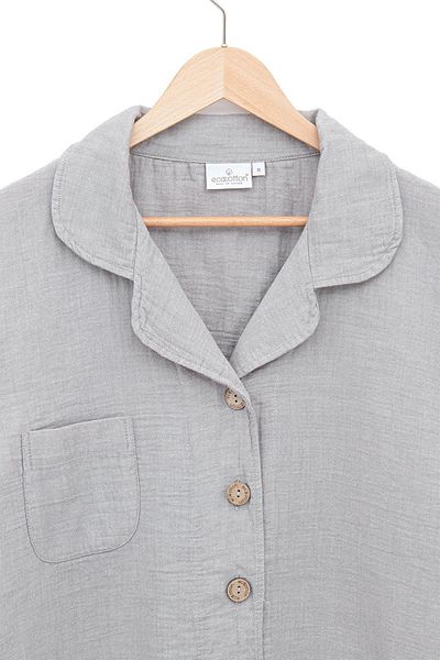 Ecocotton Set pijamale Melsa gri deschis 100% bumbac organic muselina - "L"