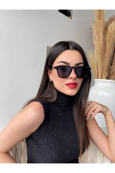 MACERATİ Unisex Black Vintage Bone Sunglasses