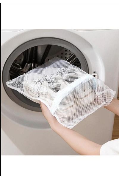 Hayveys Laundry Net White Zipped Compartment Shoe Washing Net Bag Net