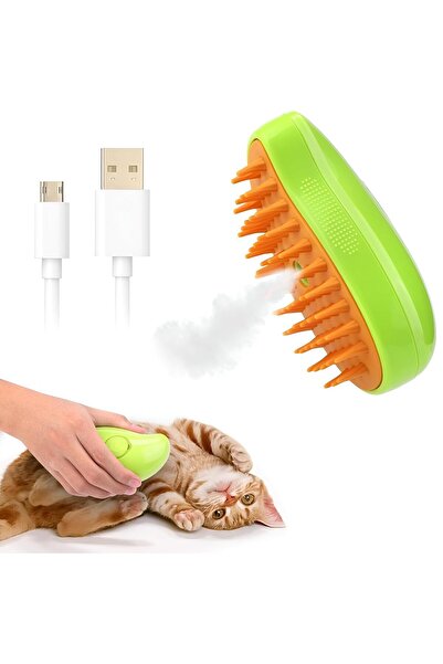 SARFEX Buharlı Şarjlı Kedi Tüy Fırçası Buharlı Köpek Fırçası Yumuşak Silikon ...