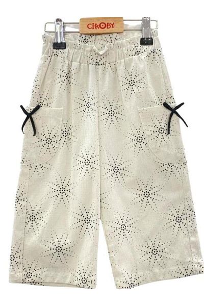 Çikoby Patterned Wide Leg Girl's Trousers - Elastic Waist