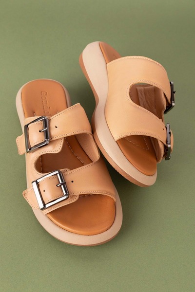 Gondol Жіночі шкіряні тапочки з подвійною застібкою, модель Iz.2300