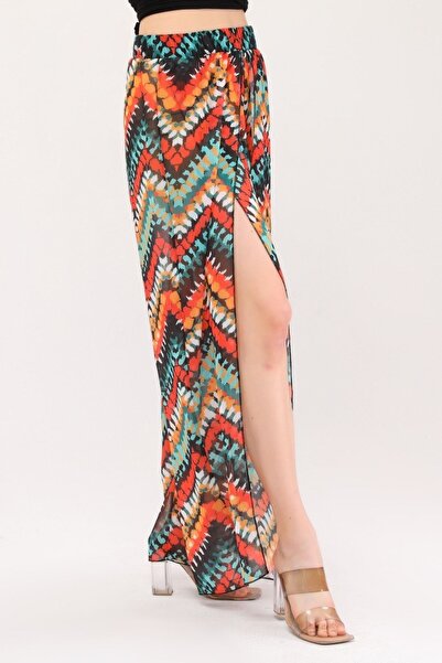 Bolder Lily Zigzag Desen Yırtmaçlı Plaj Pantolonu
