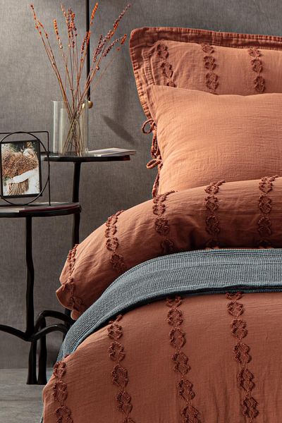 Ecocotton Sima Terra 100% Organic Cotton Muslin Embroidered Double Bedding Set