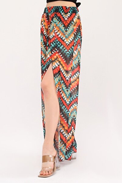 Bolder Lily Zigzag Desen Yırtmaçlı Plaj Pantolonu