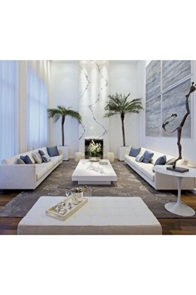 LUXURY VİLLA Luxury Beyaz Camlı Orta Sehpa 70x110 Yükseklik 30cm