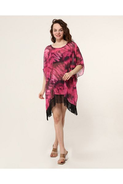 Bolder Simone Pink Batik Tassel Beach Dress