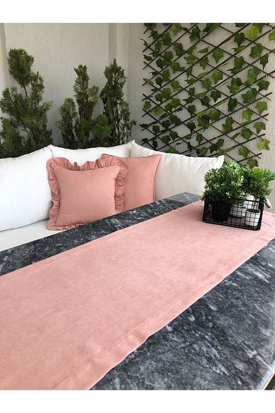 Decamor home Velvet Textured Carefree Powder Pink Runner