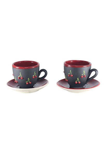 Yılmazel Cherry Patterned Charming Ceramic Espresso Cup Set - Gift for Coffee Lovers