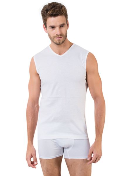 Öztaş Underwear 3 Men's Sleeveless V-Neck Single Jersey Undershirt