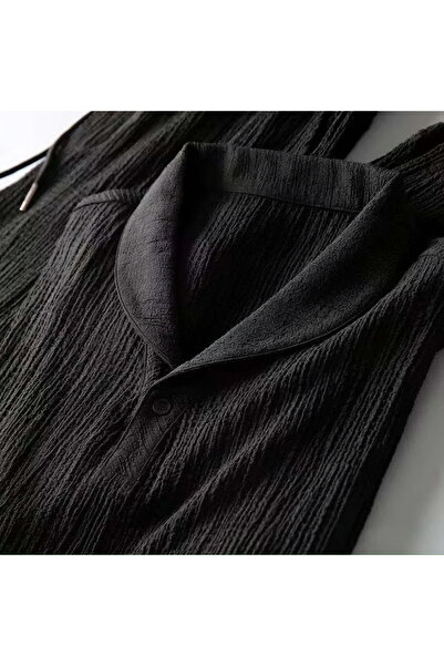 NewCabin Summer Unisex T-Shirt and Sweatpants Set - New Season, Wrapped Crinkle Fabric, Lycra, Short Sleeve