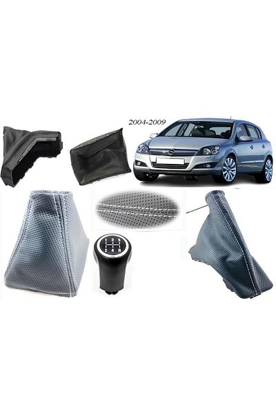 Vts Körük For Opel Astra H Gear Shift Gaiter+Hand Brake Gaiter+Gear Shift Knob 5 Forward Holes Leather Black Stitching