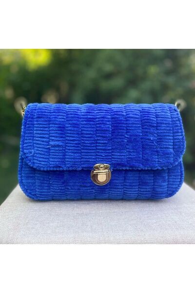 Oiz Story El Işlemesi Parlement Mavisi Kanvas Çanta (GÜNLÜK, ÖZEL GÜNLER İÇİN)