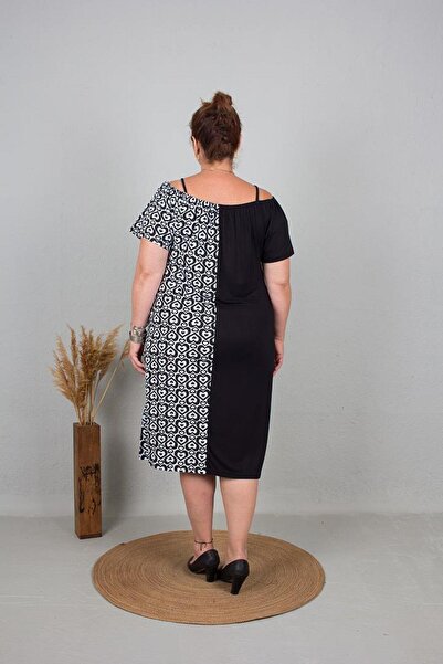 Truva XXL Μαύρο φόρεμα με λουράκια TruvaXxl Plus Size - Ένδυση Elb685