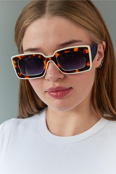 Bilge Karga Clarissa White Leopard Black Sunglasses